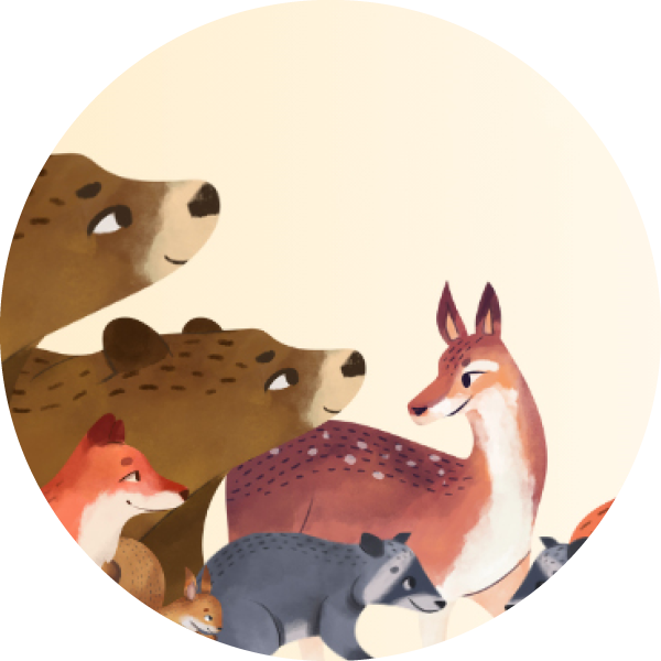 Illustration mit Tieren von der Arche Noah